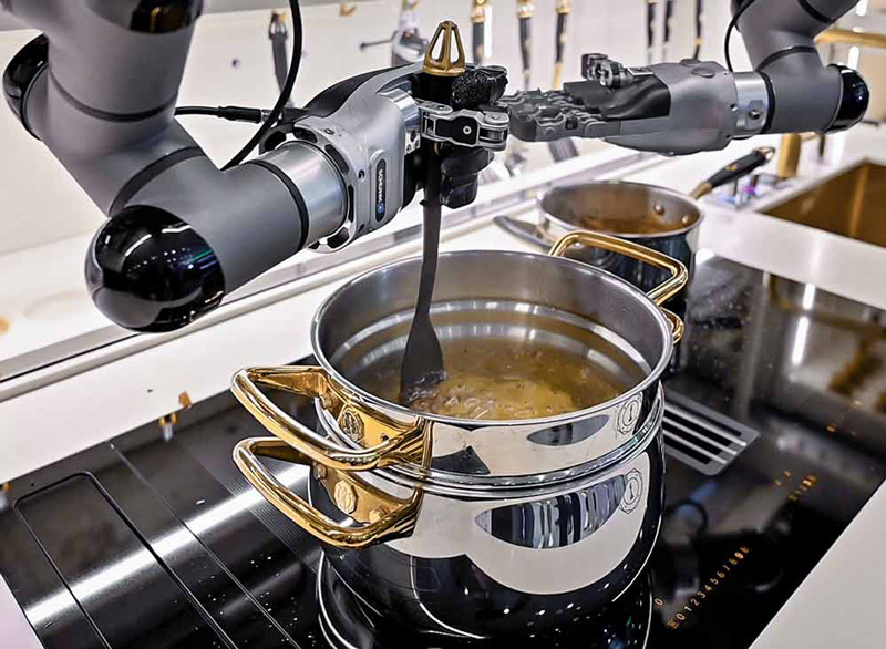 Robot Moley Kitchen có thể lấy dụng cụ, nguyên liệu và nấu hơn 5000 món ăn khác nhau